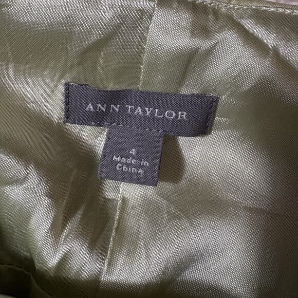 ANN TAYLOR Lime Green Silk Dress Size 4 Spaghetti Straps Coquette Wedding Pastel - Picture 12 of 15